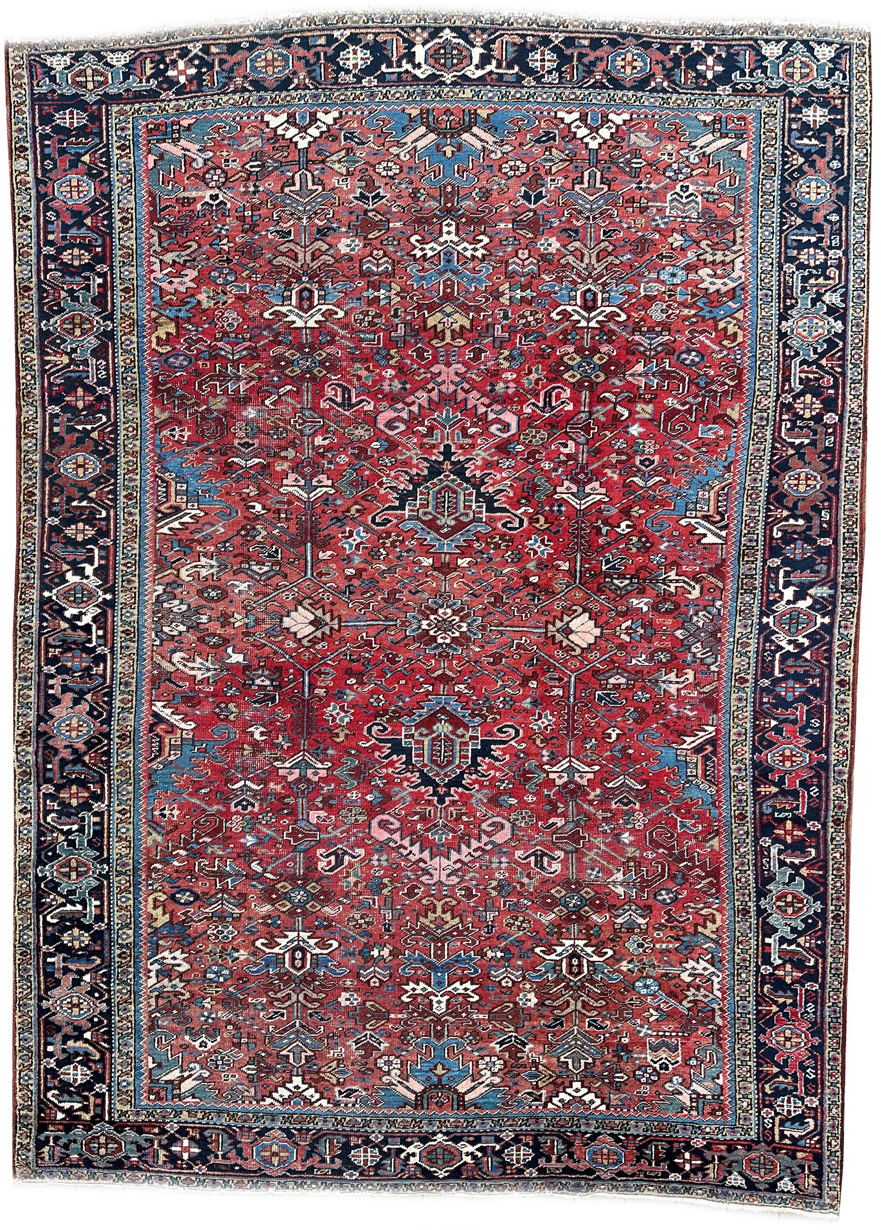 Tapis ancien Serapi Heriz Artistics Rust 7'10