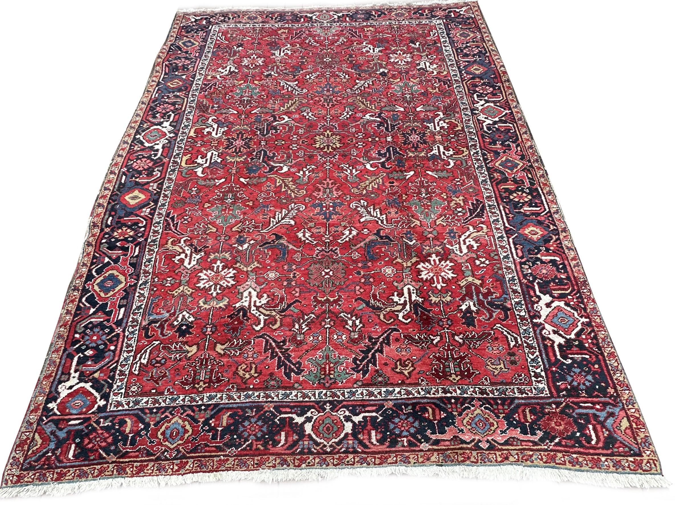 Alfombra Serapi Antigua Alfombra Persa Heriz Serapi Alfombra Persa Hecha a Mano 8x11 Anudado a mano en venta