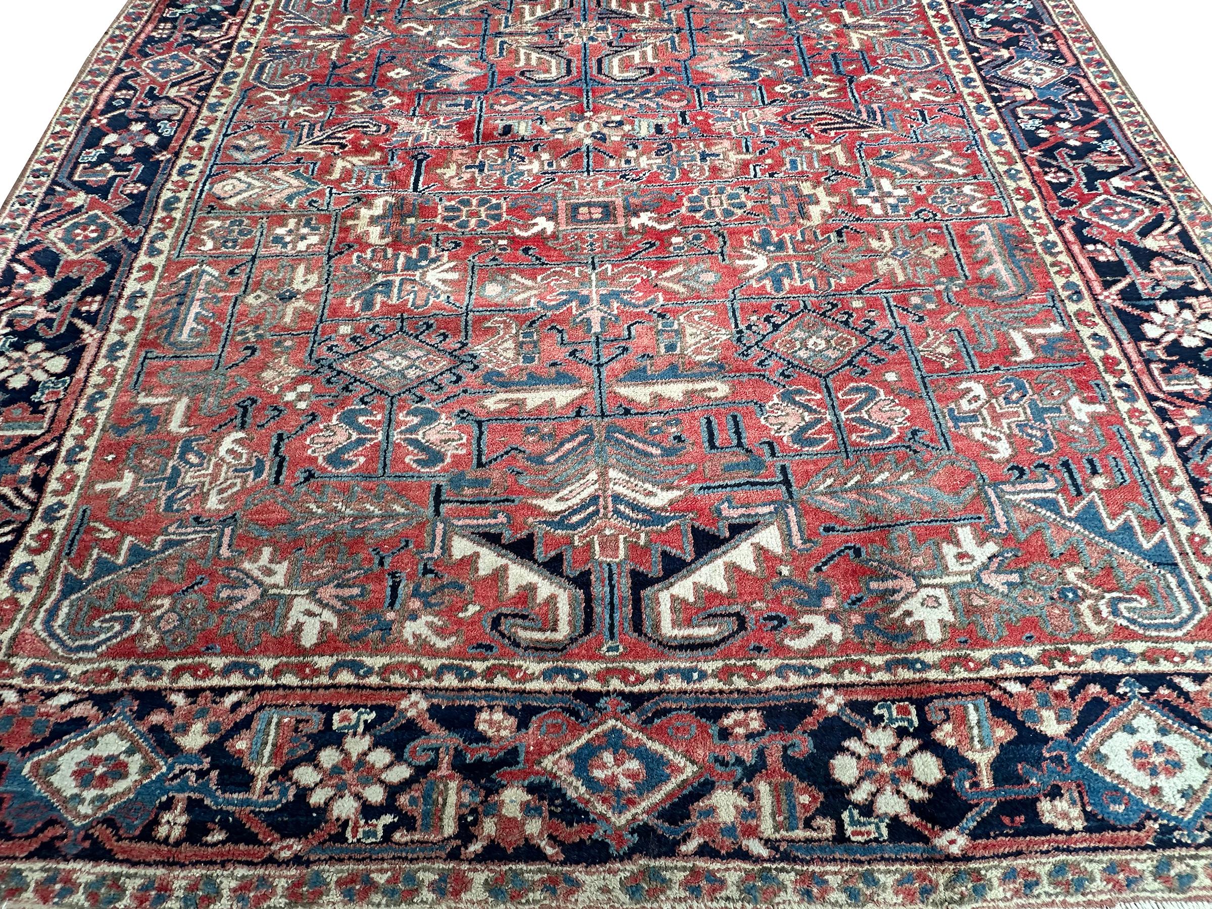 Noué à la main Tapis Serapi ancien Tapis Persan Heriz Serapi ancien Tapis Persan fait à la main 8x11 en vente
