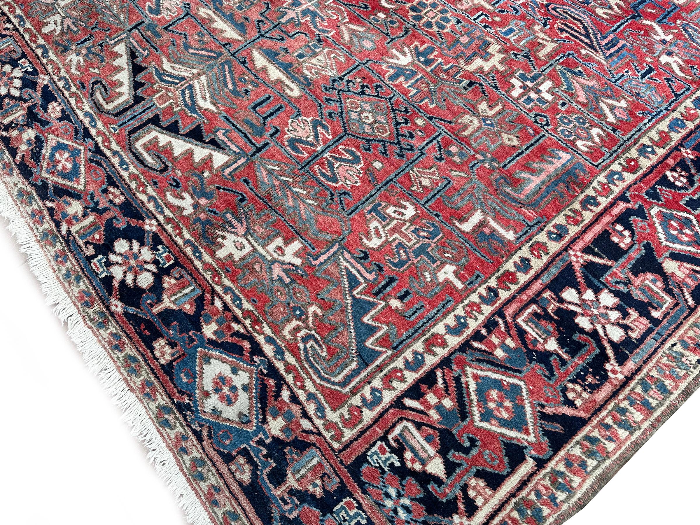 Tapis Serapi ancien Tapis Persan Heriz Serapi ancien Tapis Persan fait à la main 8x11 Bon état - En vente à New York, NY