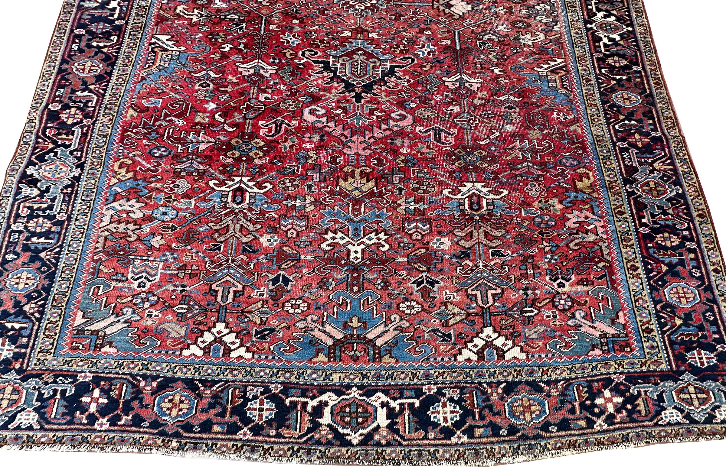 Début du 20ème siècle Tapis Serapi ancien Tapis Persan Heriz Serapi ancien Tapis Persan fait à la main 8x11 en vente