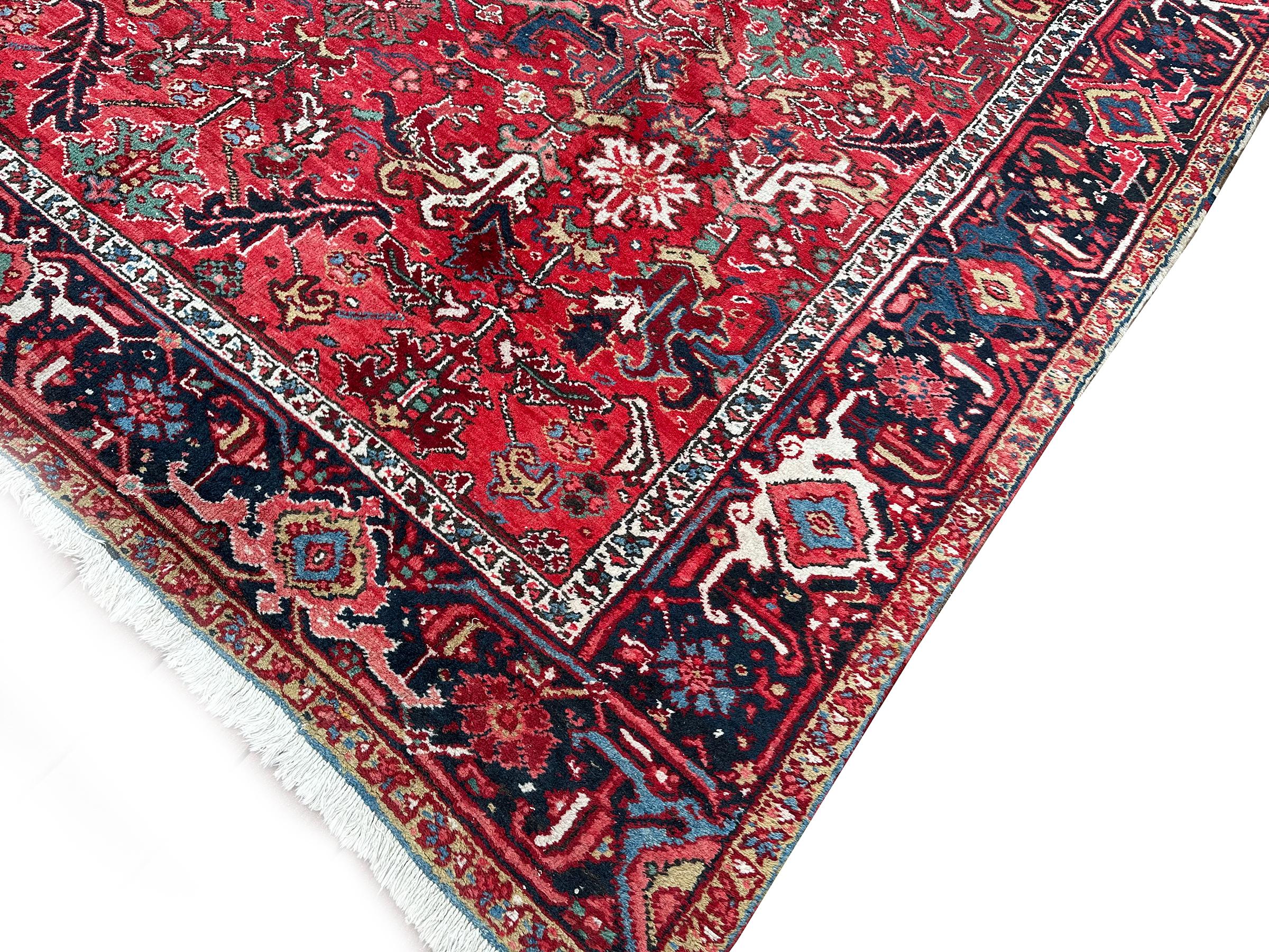Alfombra Serapi Antigua Alfombra Persa Heriz Serapi Alfombra Persa Hecha a Mano 8x11 Lana en venta