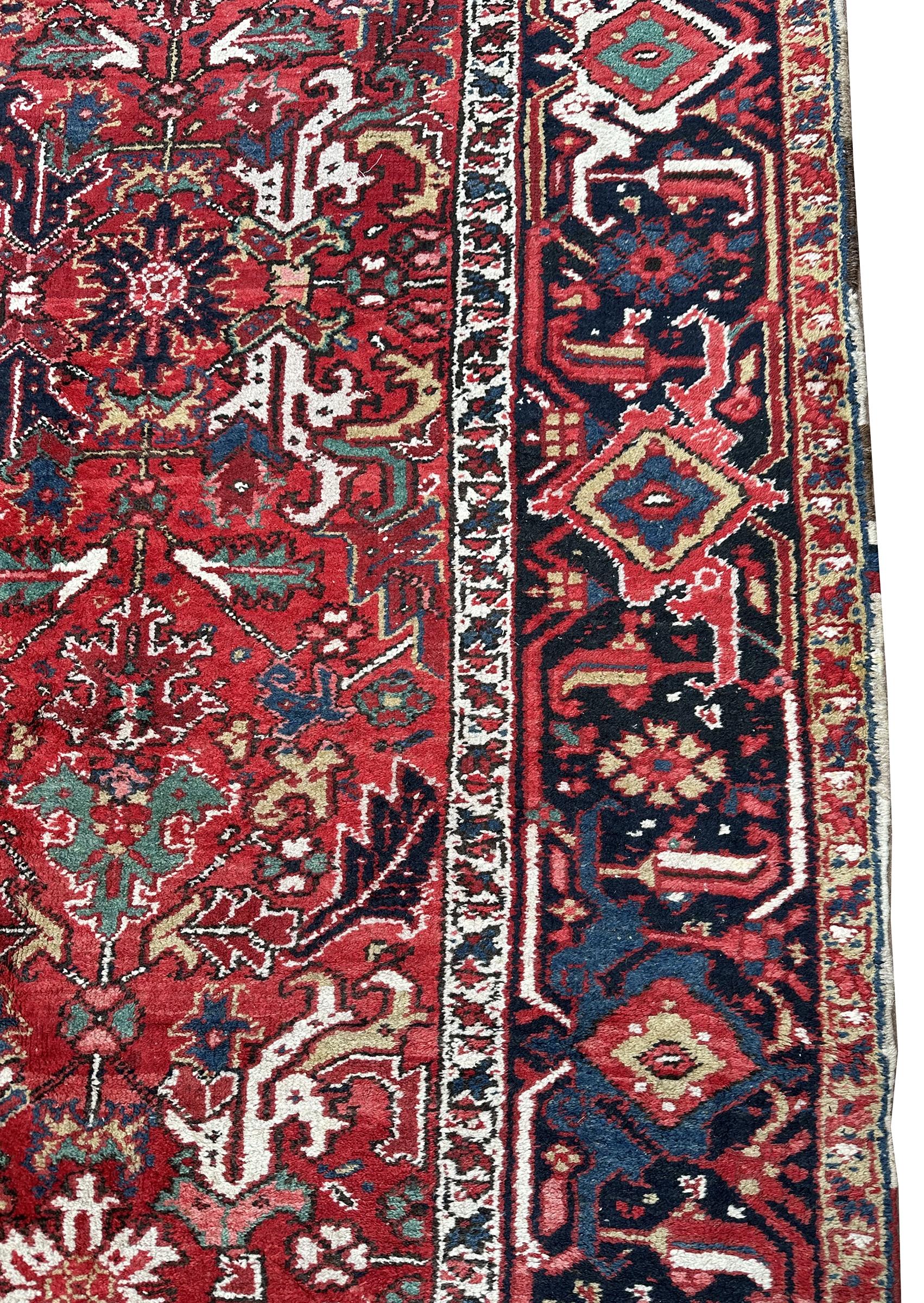 Alfombra Serapi Antigua Alfombra Persa Heriz Serapi Alfombra Persa Hecha a Mano 8x11 en venta 2