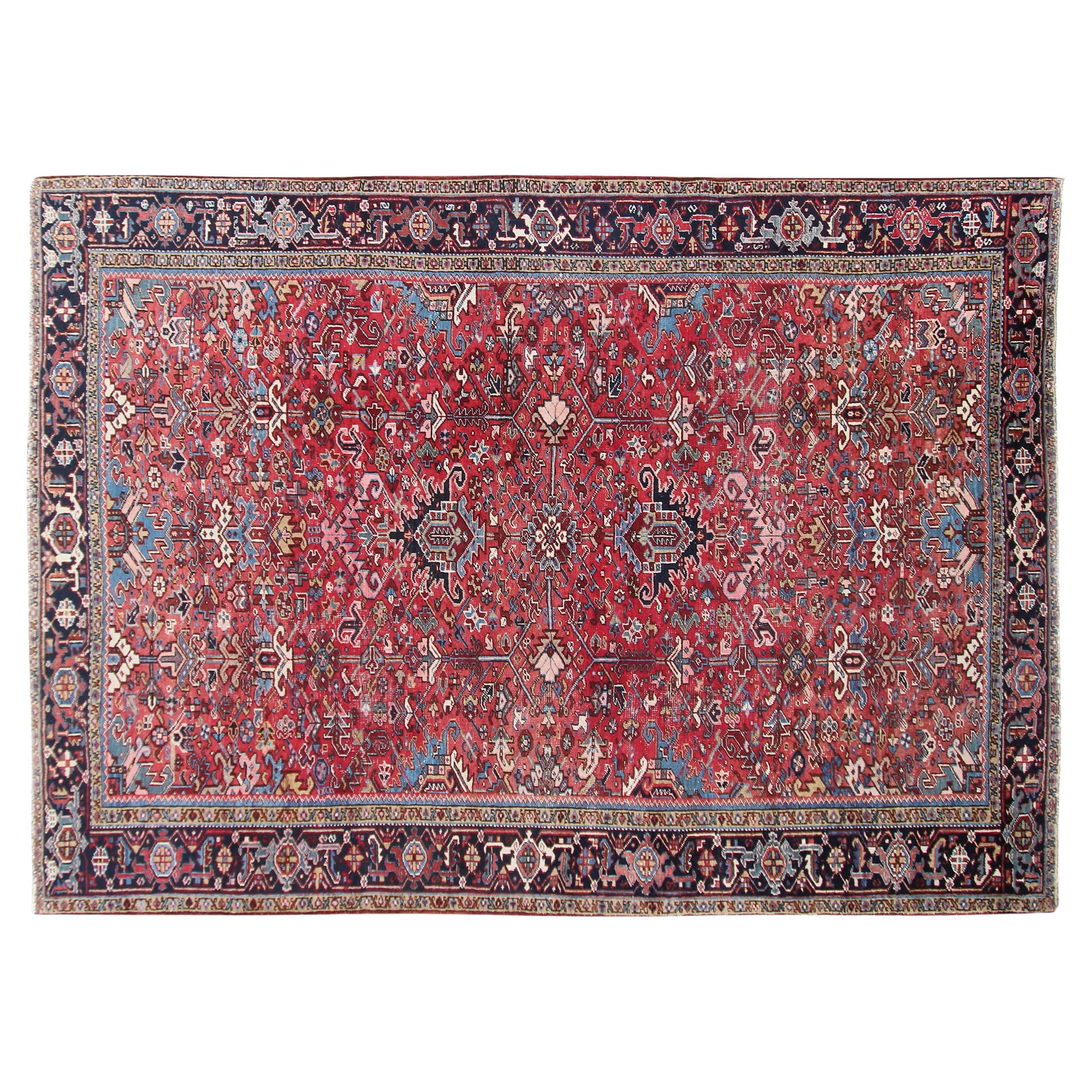 Tapis Serapi ancien Tapis Persan Heriz Serapi ancien Tapis Persan fait à la main 8x11 en vente