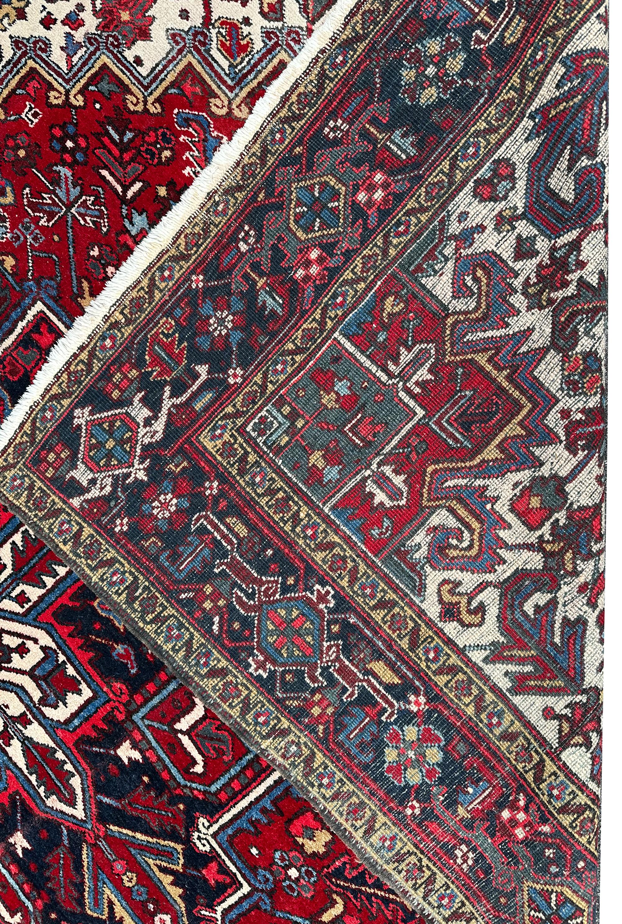 Antiker Serapi Teppich Antiker Persischer Heriz Serapi Teppich Handgefertigter Persischer Teppich 9x12 im Angebot 7