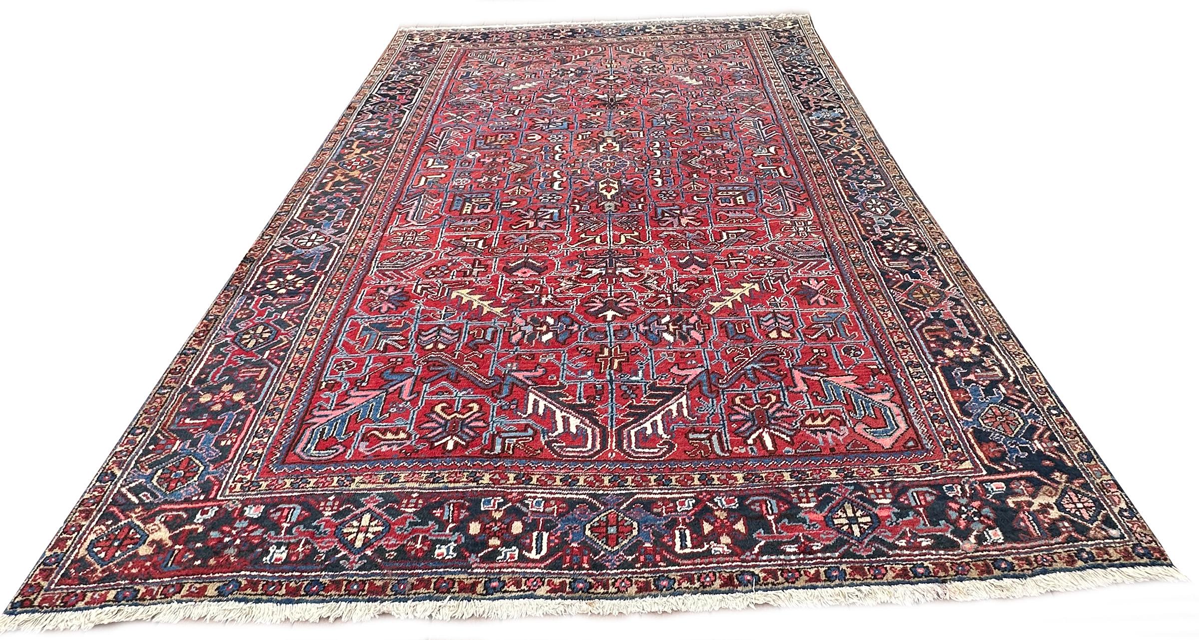 Perse Tapis Serapi ancien Tapis Persan Heriz Serapi ancien Tapis Persan fait à la main 9x12 en vente