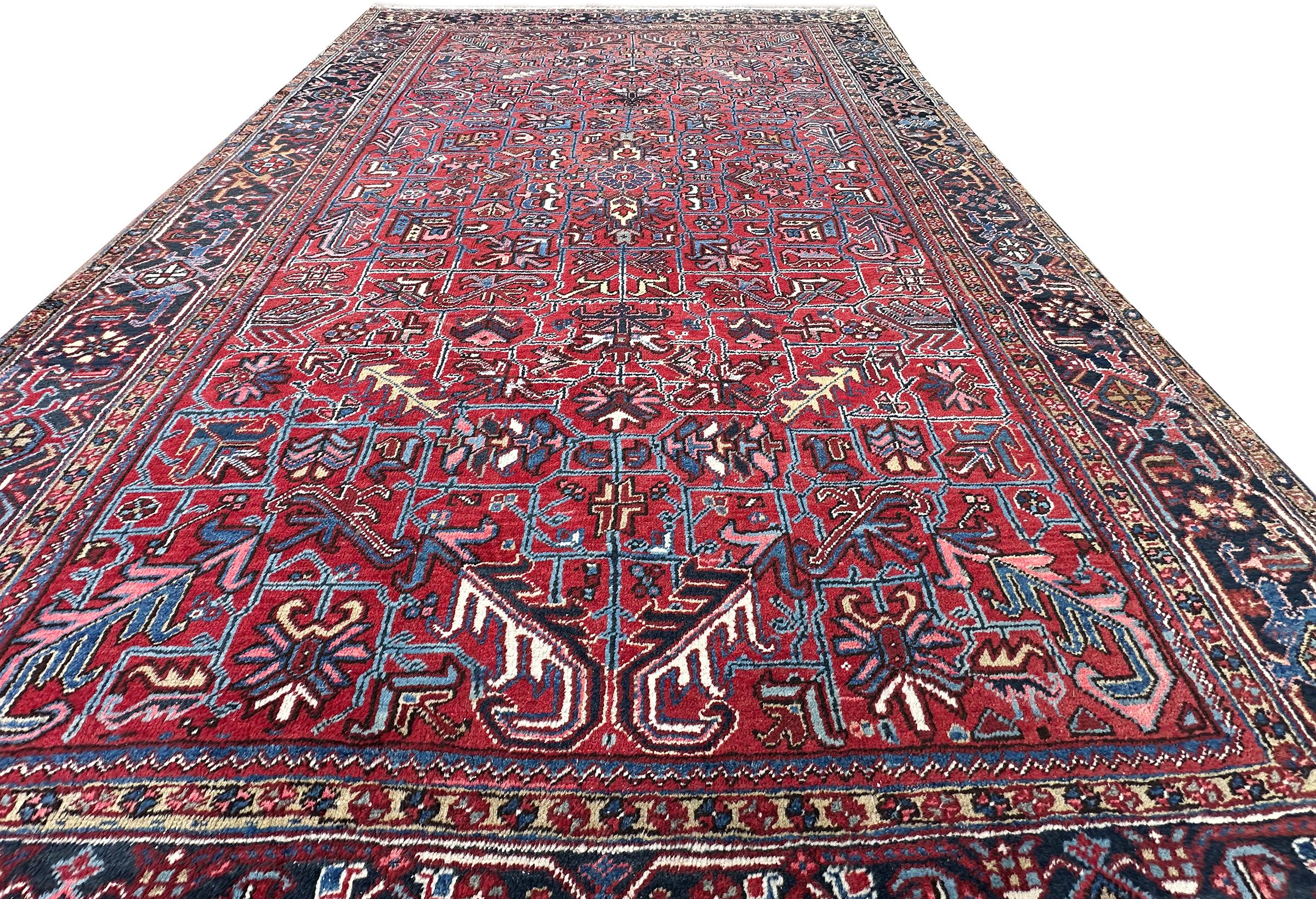 Tapis Serapi ancien Tapis Persan Heriz Serapi ancien Tapis Persan fait à la main 9x12 en vente 1