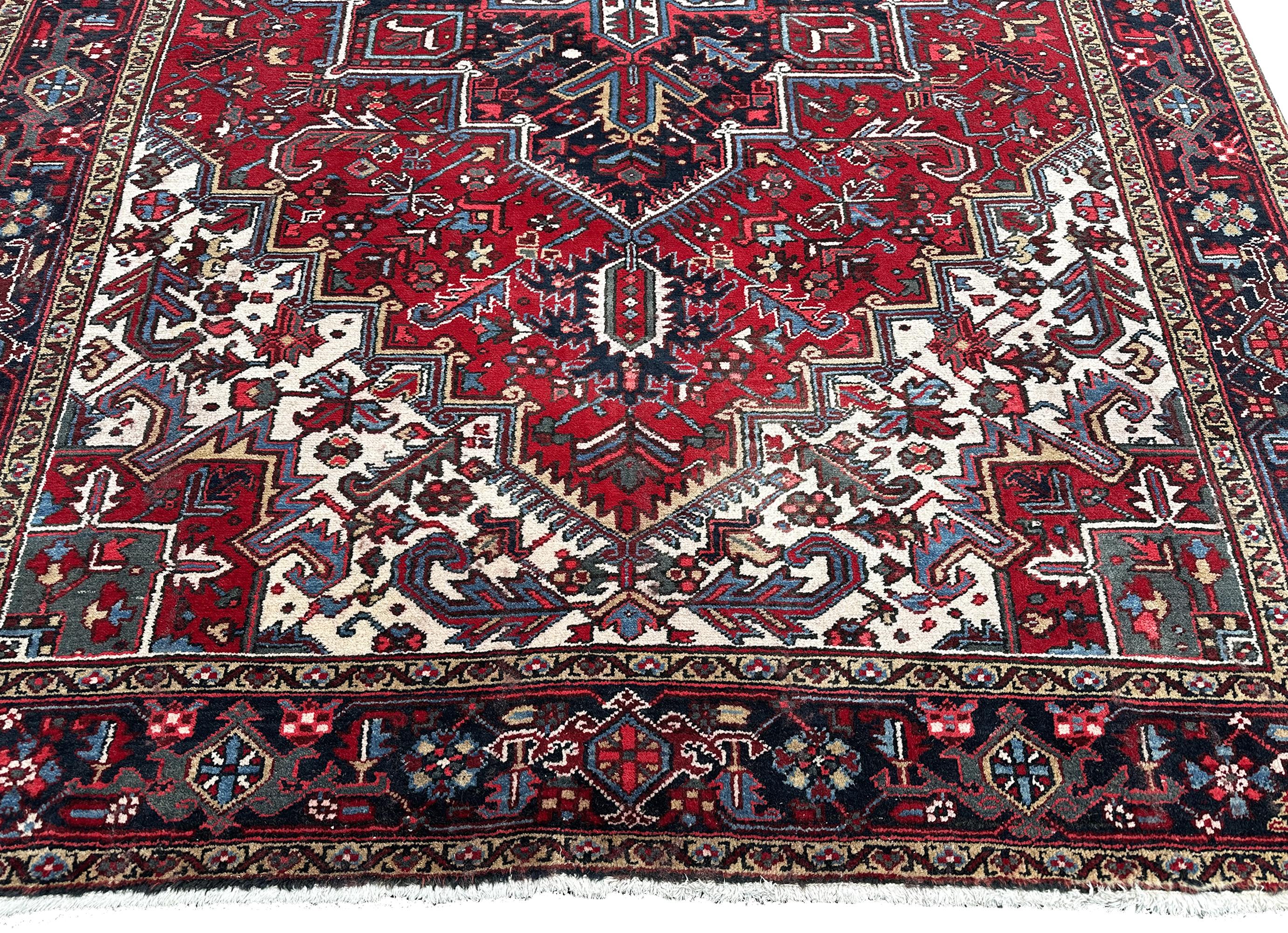 Antiker Serapi Teppich Antiker Persischer Heriz Serapi Teppich Handgefertigter Persischer Teppich 9x12 im Angebot 2
