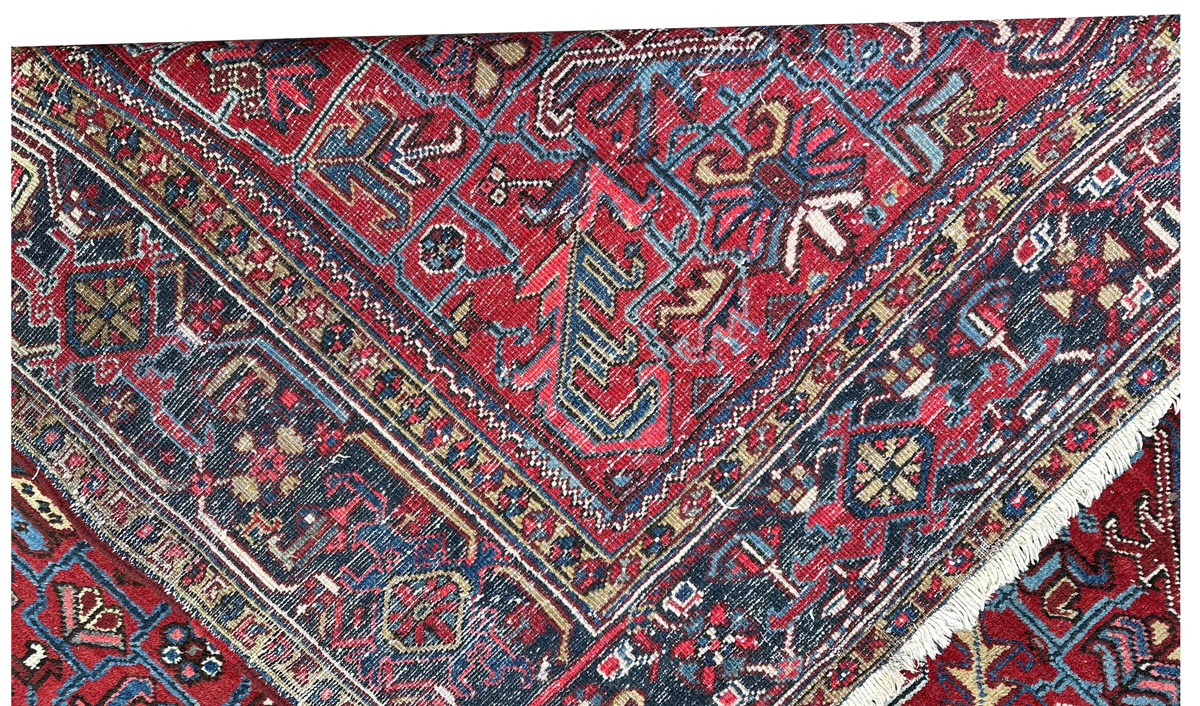 Tapis Serapi ancien Tapis Persan Heriz Serapi ancien Tapis Persan fait à la main 9x12 en vente 2