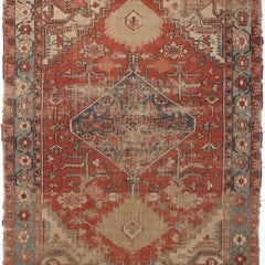 Antique Serapi Rug, Hand-Knotted Wool, Geometric Design