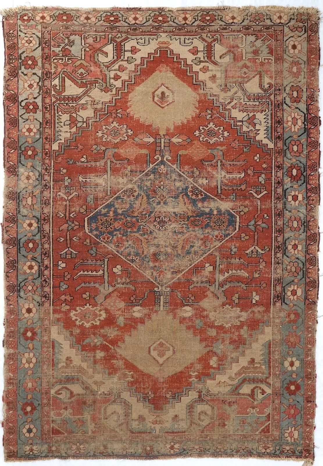 Antique Serapi Rug, Hand-Knotted Wool, Geometric Design