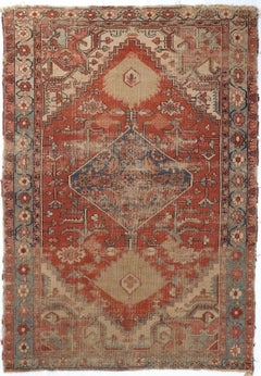 Antique Serapi Rug, Hand-Knotted Wool, Geometric Design