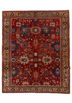 Antique Serapi Rug with Red Field and Harshang Pattern