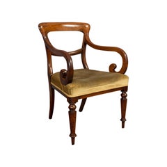 Antique Serpentine Armchair, English, Mahogany, Elbow Seat, Regency, circa 1820