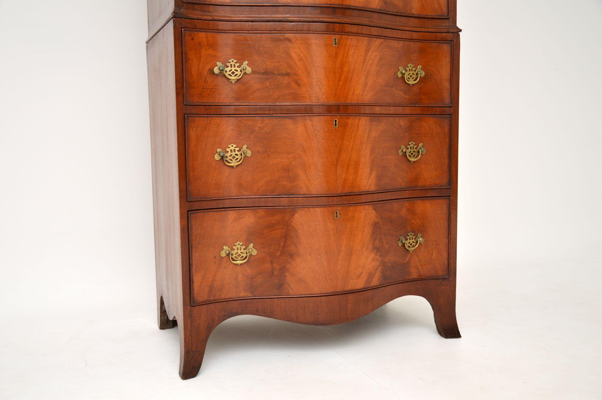 English Antique Serpentine Chest on Chest of Drawers