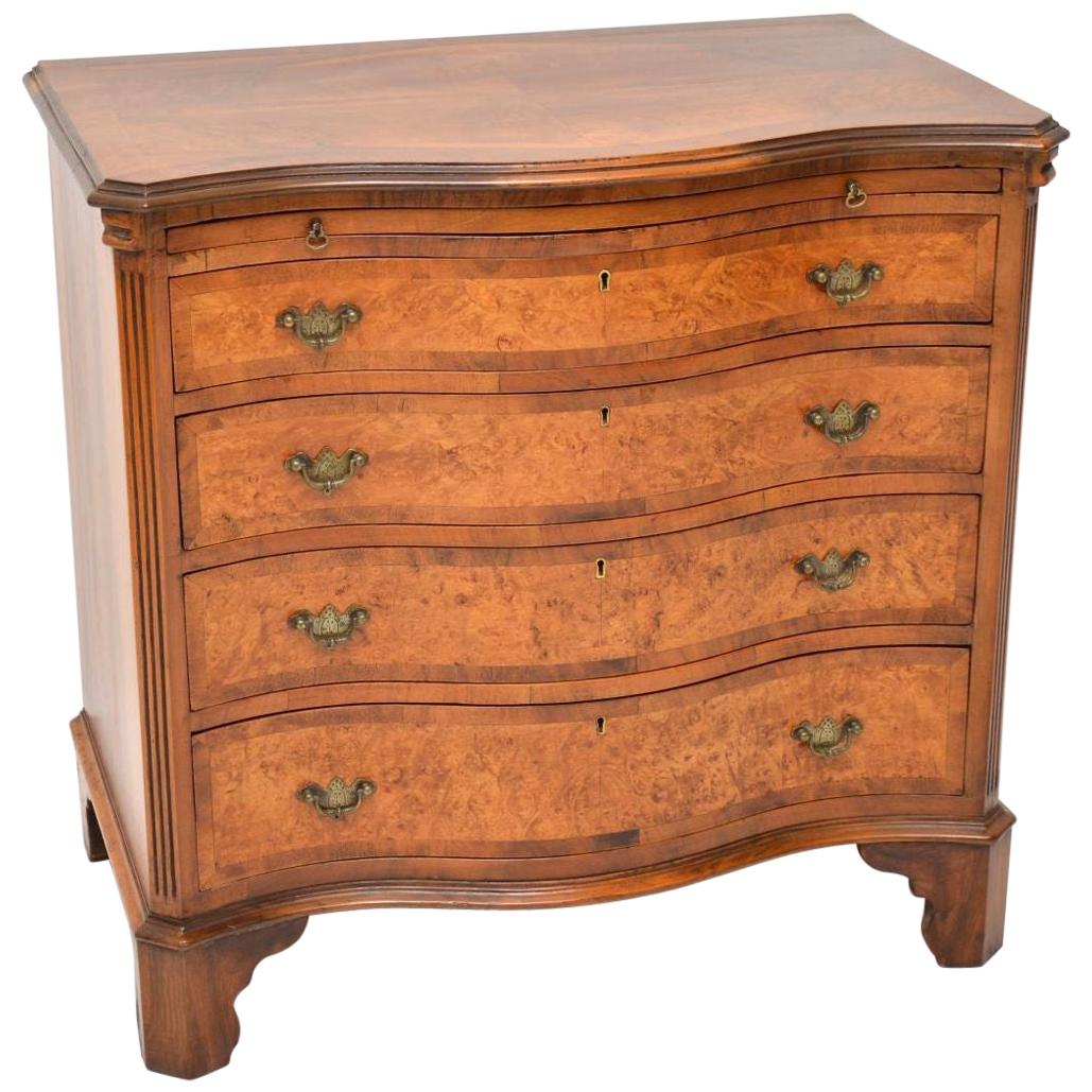 Antique Serpentine Fronted Burr Walnut Chest of Drawers