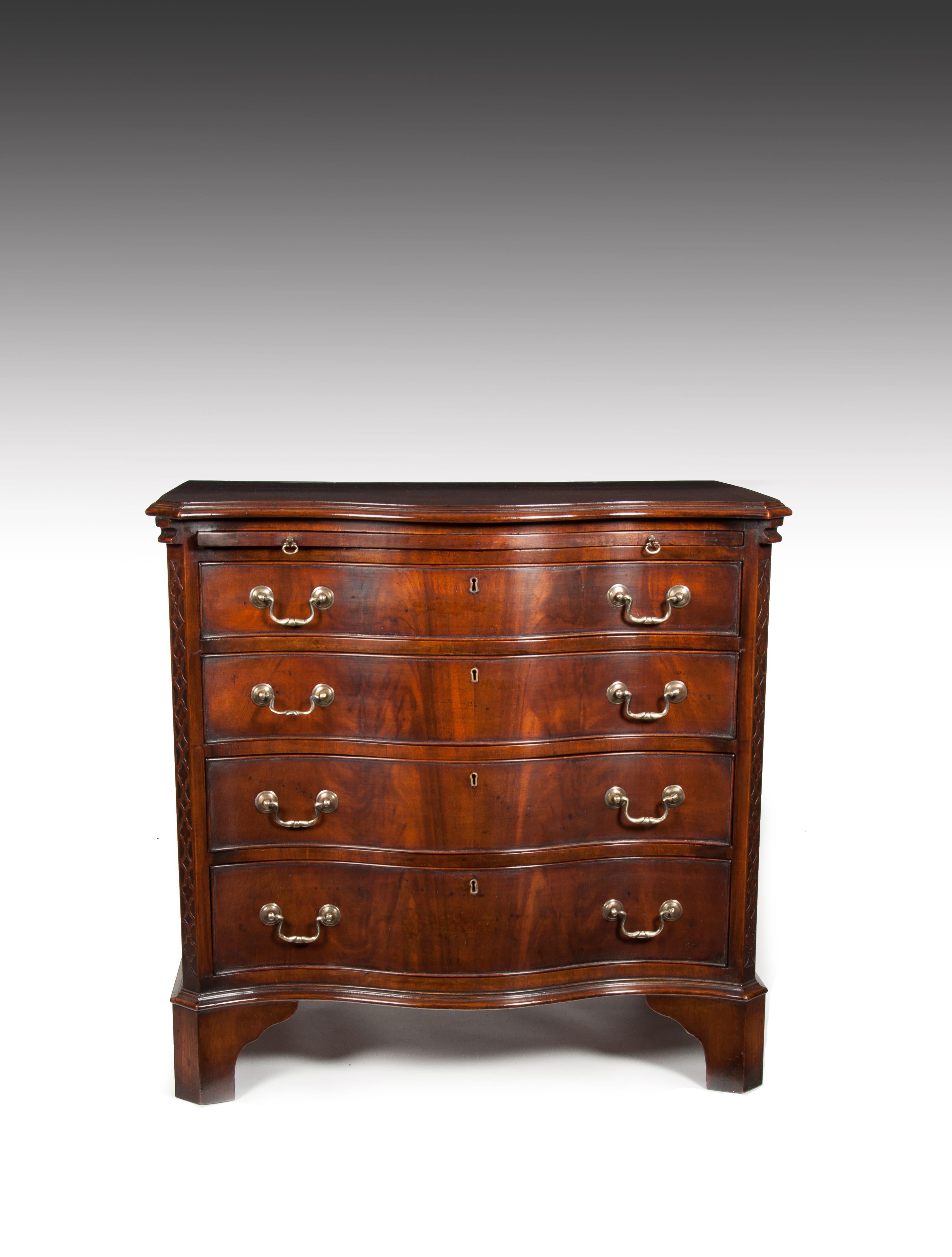 English Antique Serpentine Fronted Mahogany Chest of Drawers