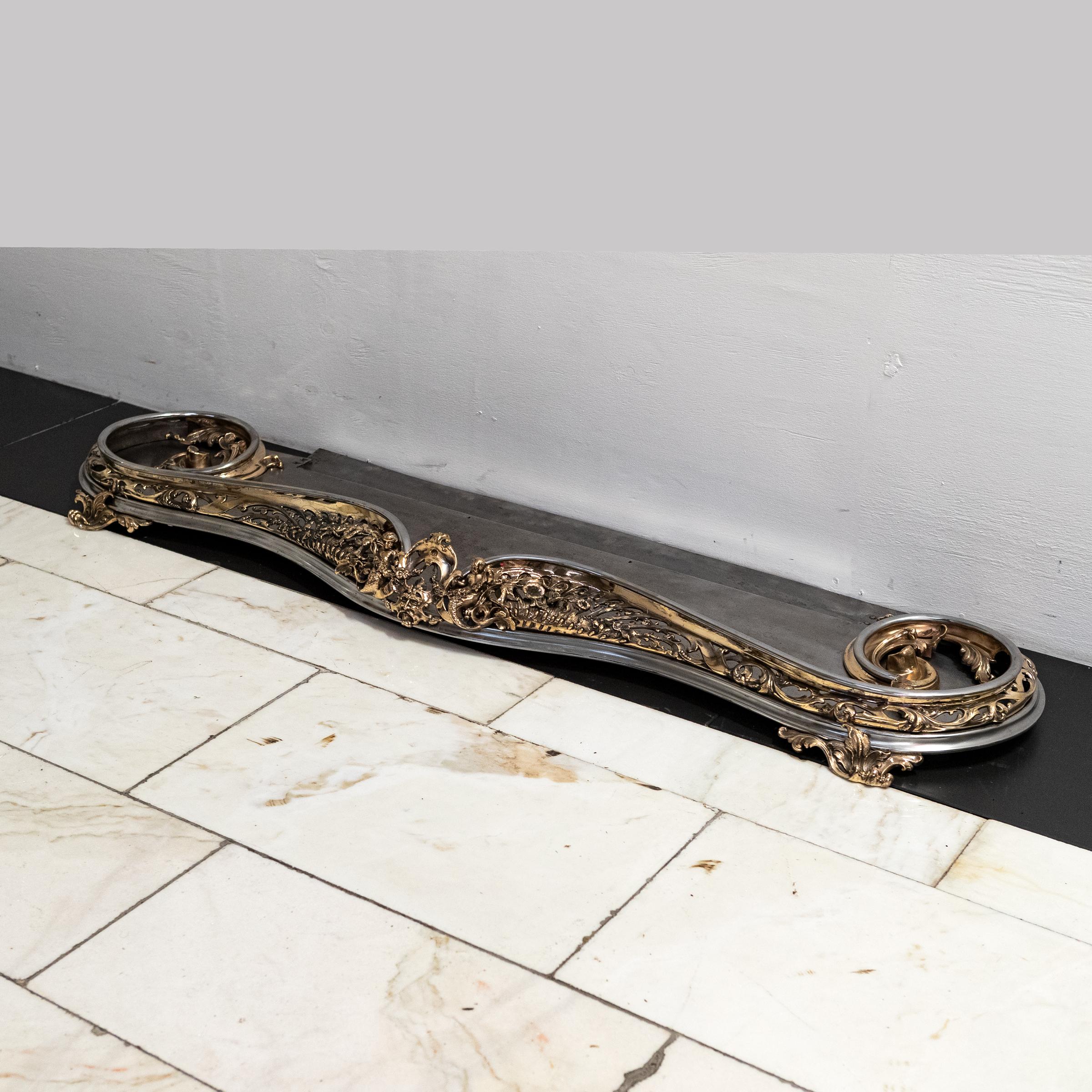 Antique Serpentine Rococo Fireplace Fender For Sale 4