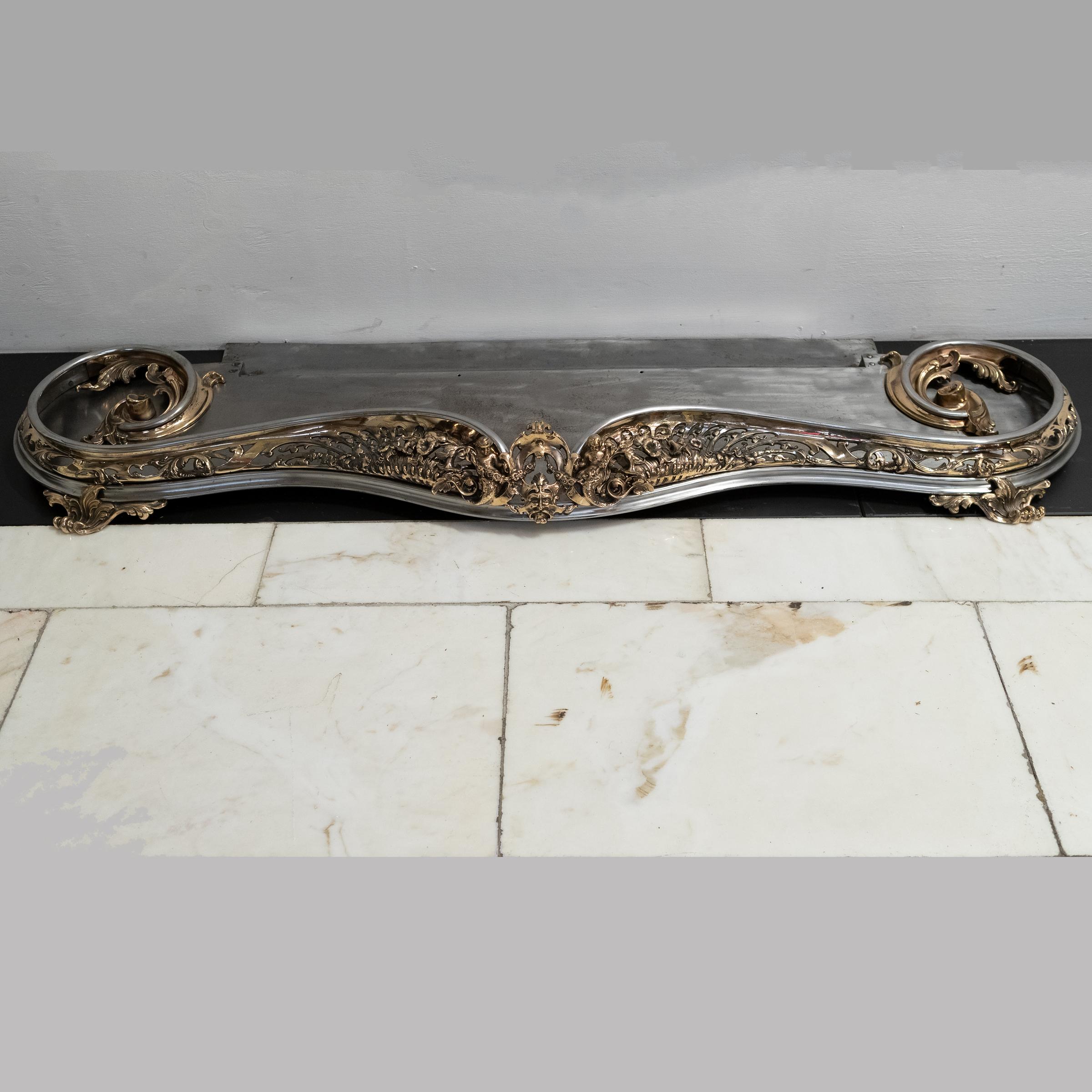 Antique Serpentine Rococo Fireplace Fender For Sale 5