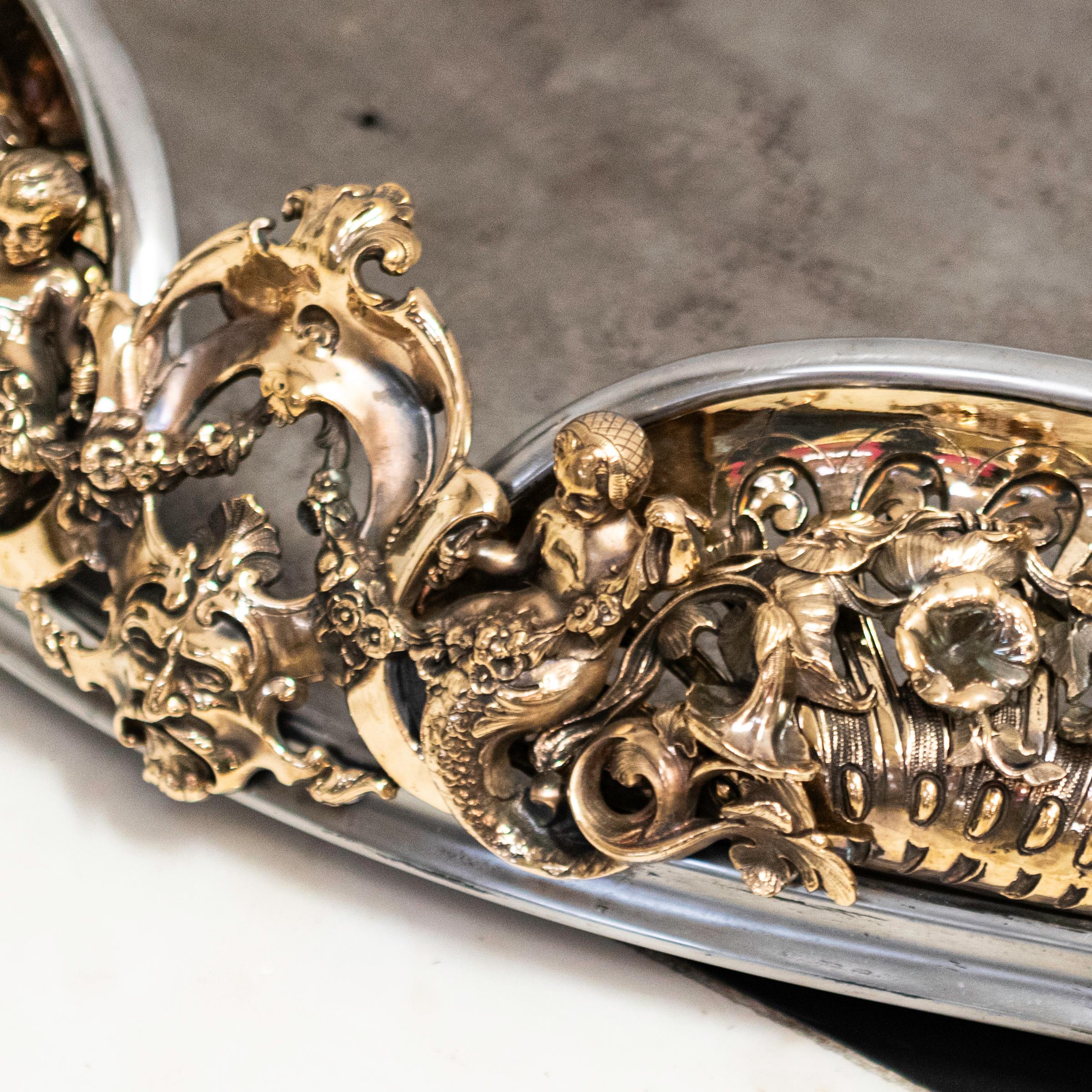 Louis XV Antique Serpentine Rococo Fireplace Fender For Sale