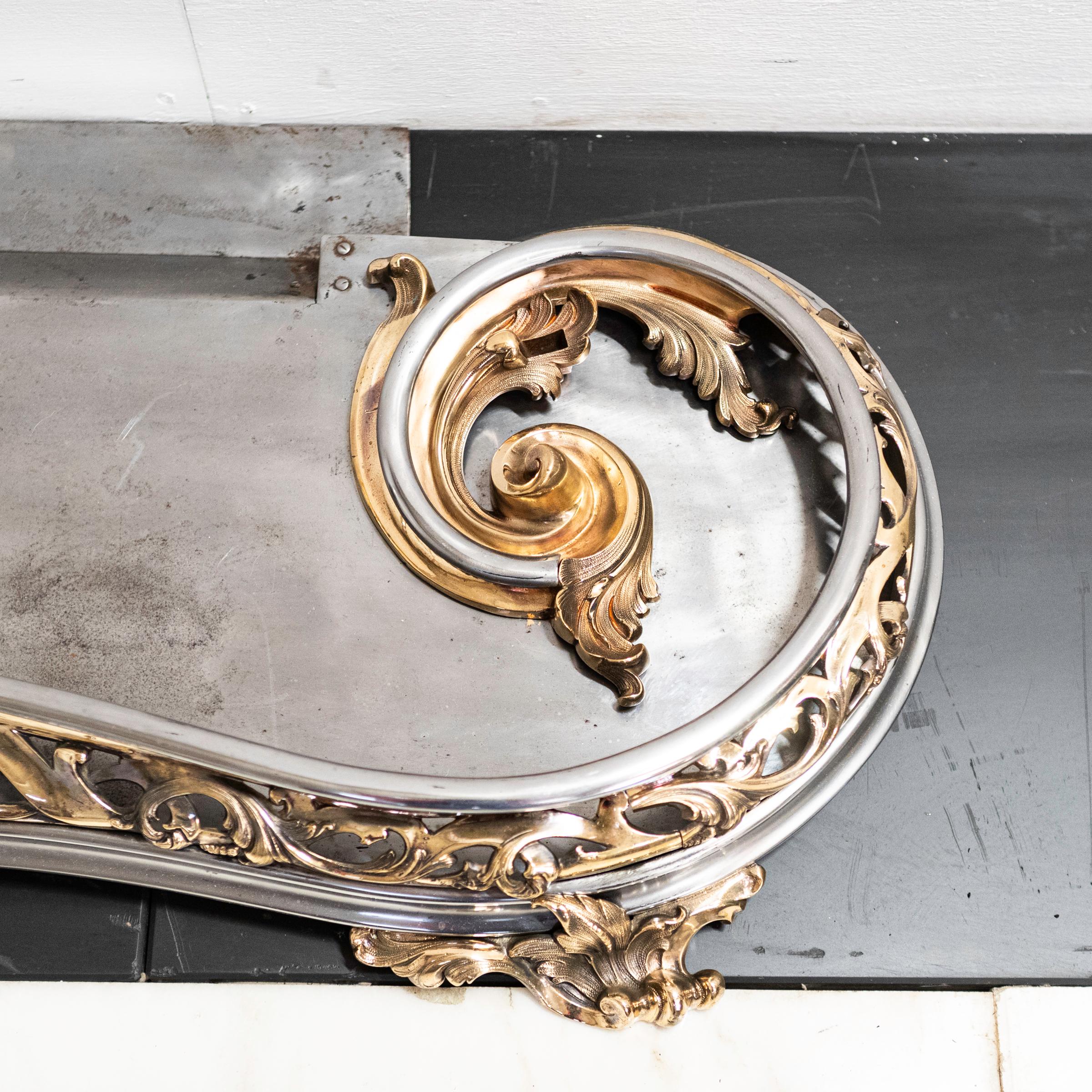 British Antique Serpentine Rococo Fireplace Fender For Sale