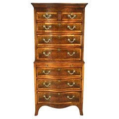 Antique serpentine walnut tall boy chest on chest