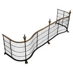 Antique Serpentine Wire and Brass Fireplace Fender