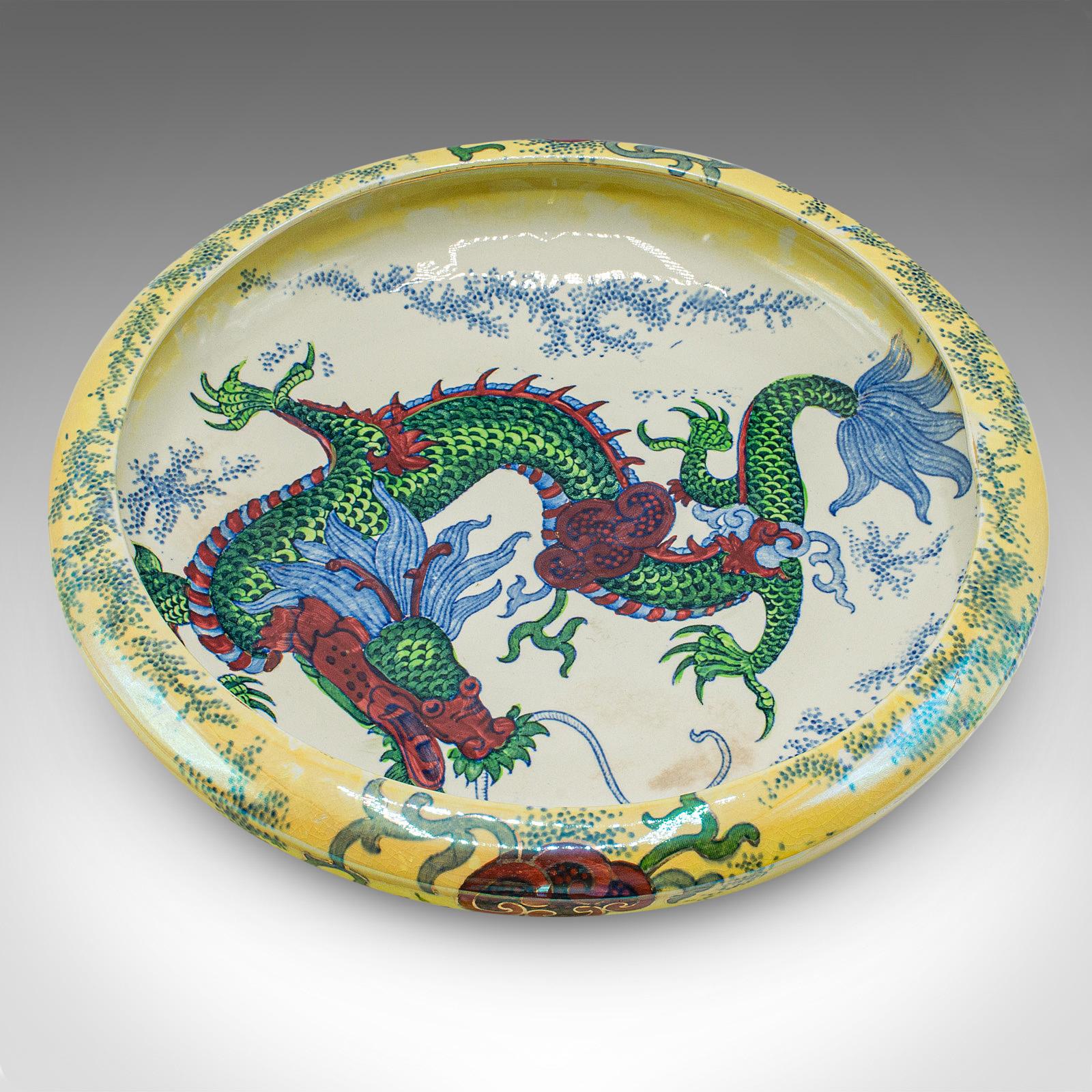 Chinese Export Antique Serving Bowl, English, Ceramic, Fruit Dish, Oriental Taste, Circa 1920 For Sale