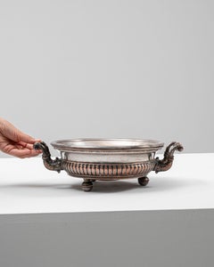 Antique Serving Bowl, Metal, French Design, Functional Patina, 1900s