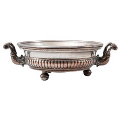 Antique Serving Bowl, Metal, French Design, Functional Patina, 1900s