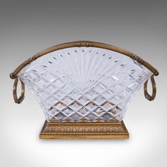 Antike Servierplatte, französisch, geschliffenes Glas, vergoldetes Bronze, Schale, Empire-Stil, viktorianisch