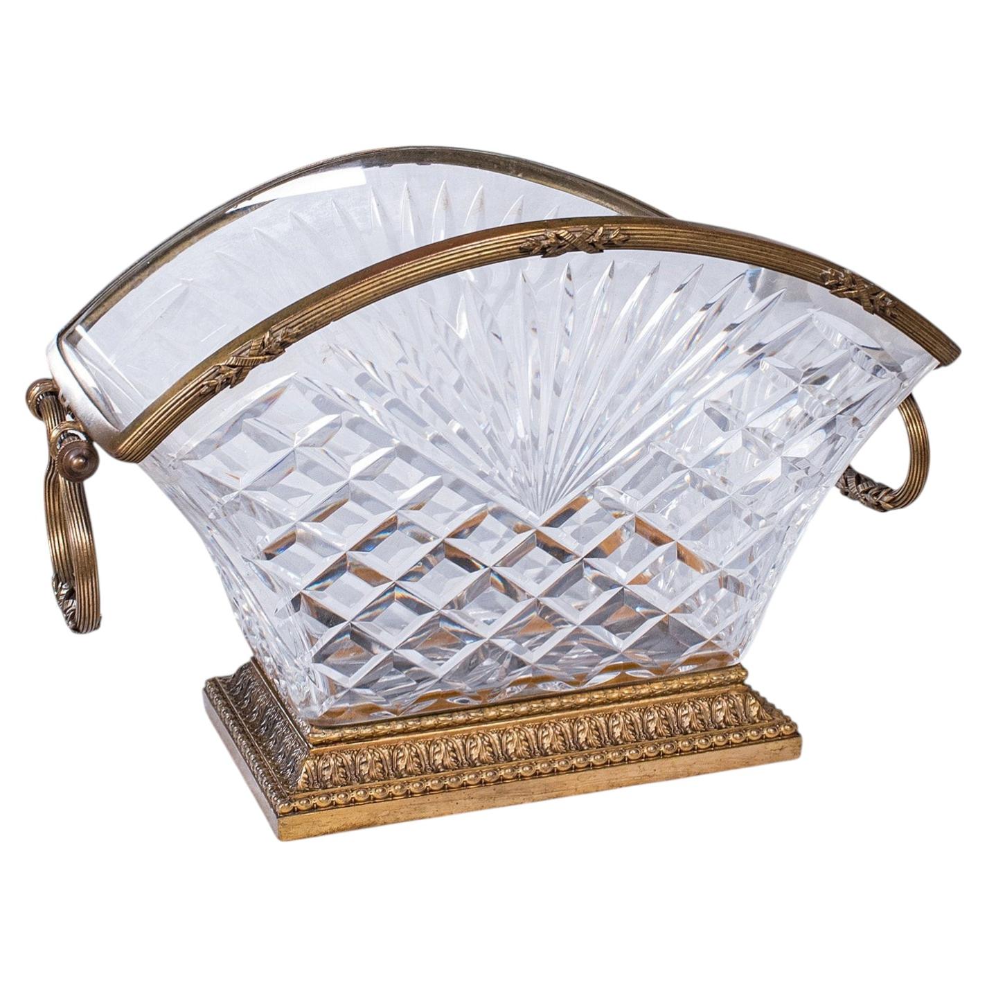 Antique Serving Dish, French, Cut Glass, Ormolu, Bowl, Empire Taste, Victorian