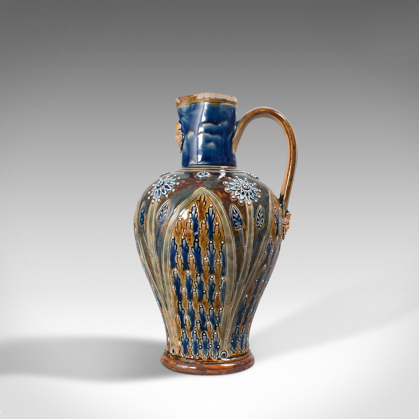 British Antique Serving Ewer, English, Ceramic, Decorative, Amphora, Victorian, 1876 For Sale