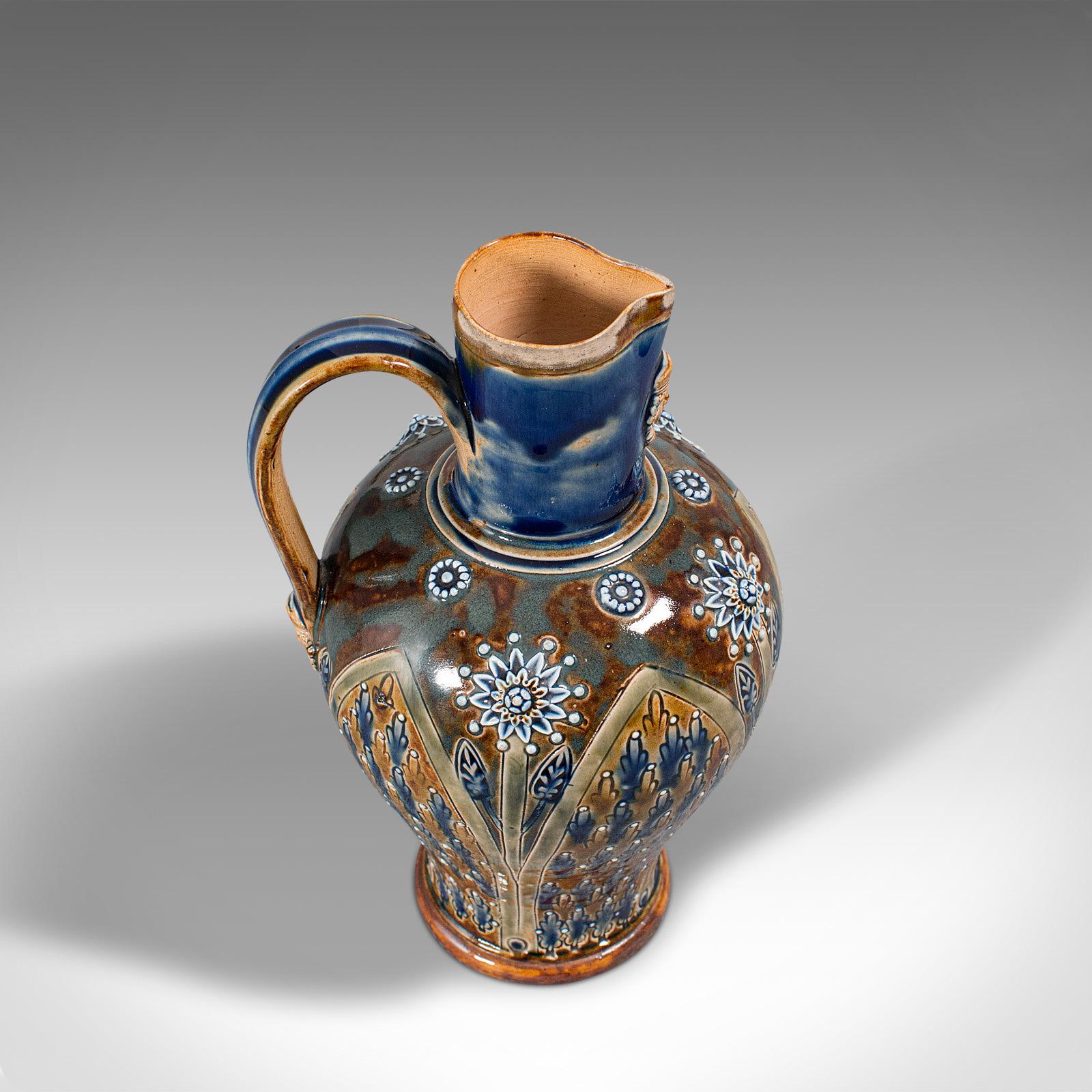 19th Century Antique Serving Ewer, English, Ceramic, Decorative, Amphora, Victorian, 1876 For Sale