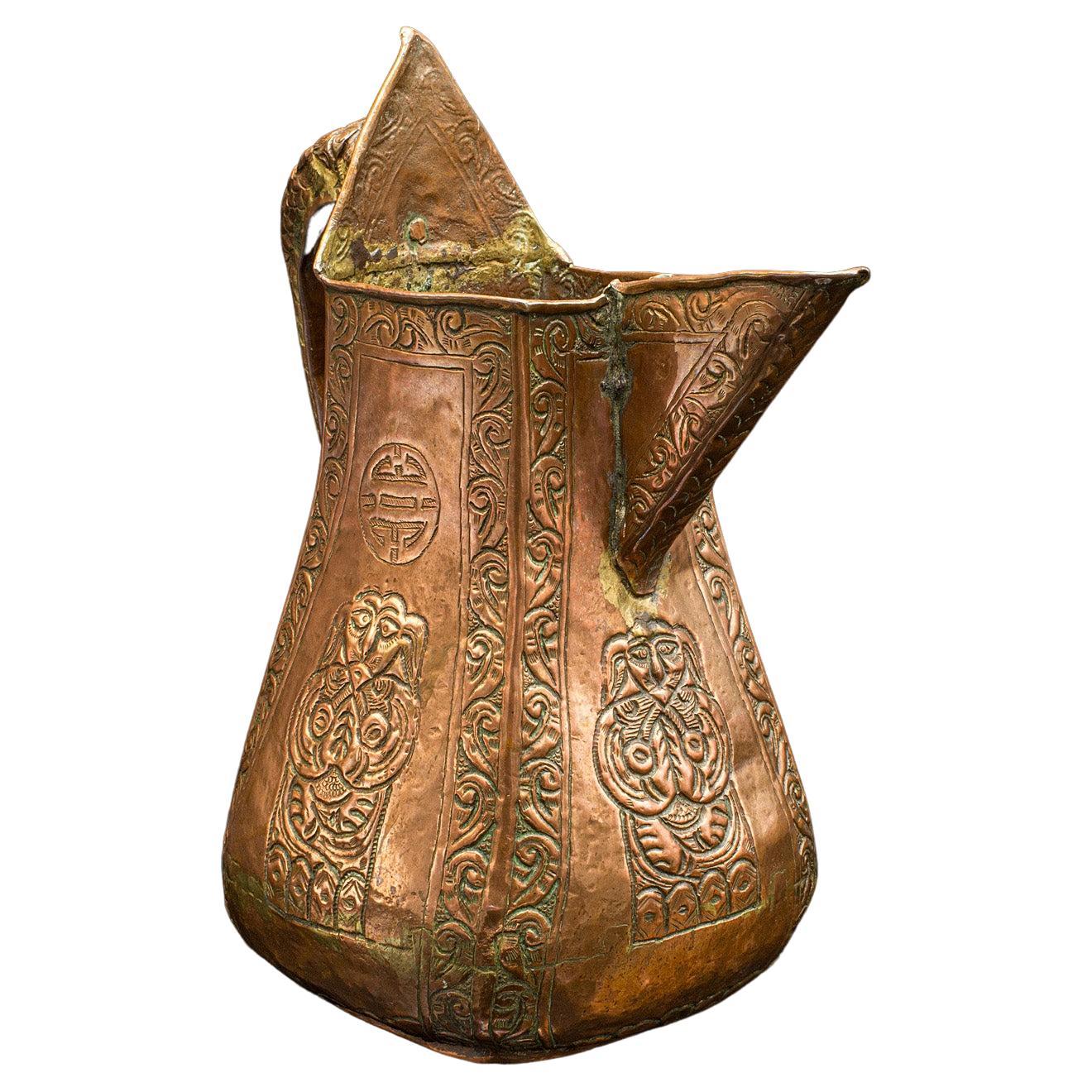 Antiker Servierkrug, chinesisch, Kupfer, dekorative Kanne, Provinz, viktorianisch im Angebot