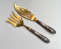 Antique Serving Set for Fish, Knife & Fork, France, 1930 Cutlery Art Nouveau