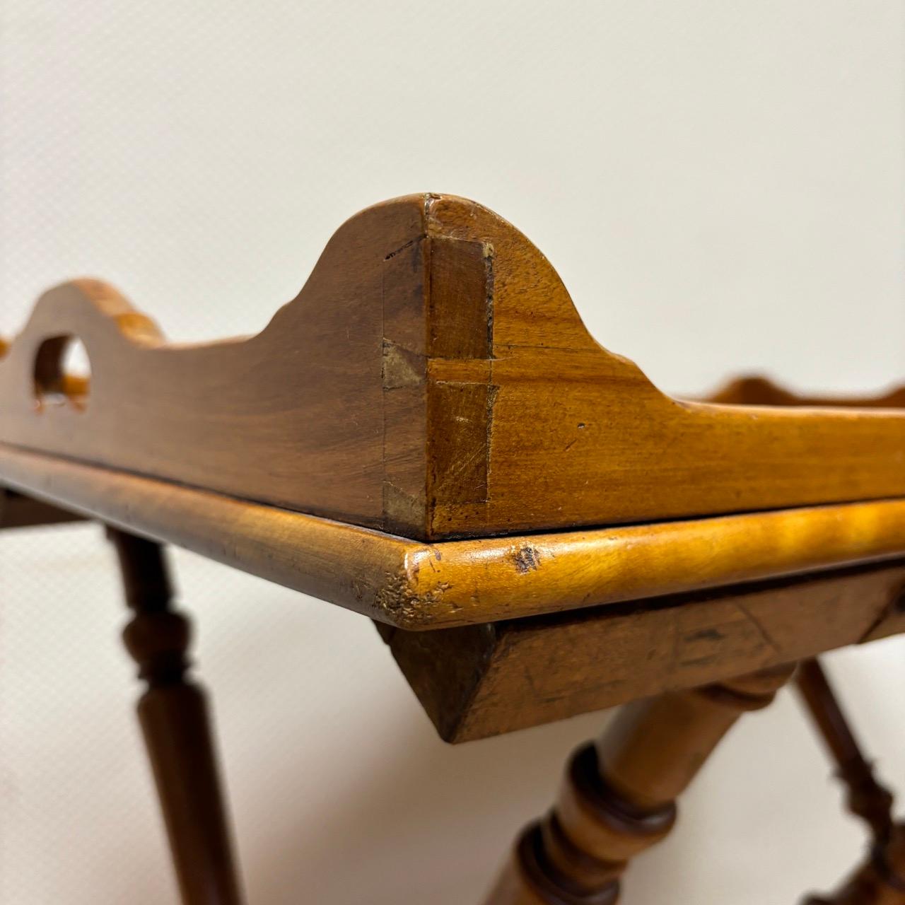 Antique serving table  Butlers tray  England around 1880  Cherry wood 6
