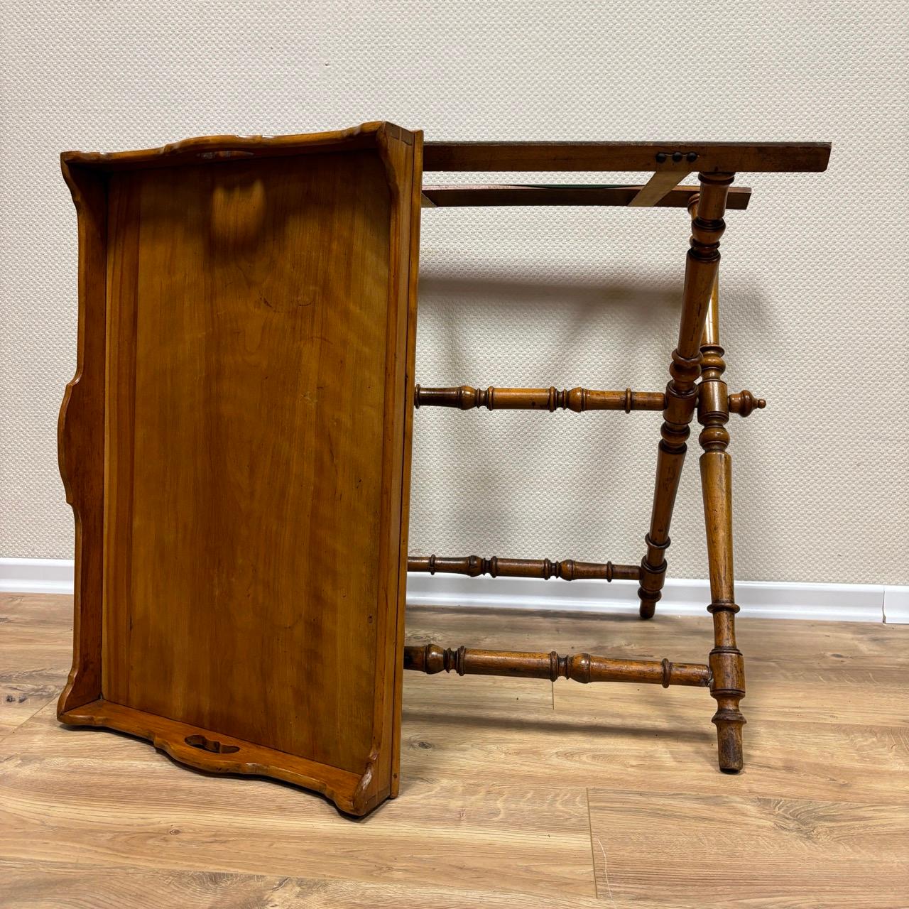 Antique serving table  Butlers tray  England around 1880  Cherry wood 8