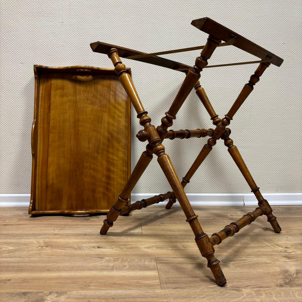 Antique serving table  Butlers tray  England around 1880  Cherry wood 10