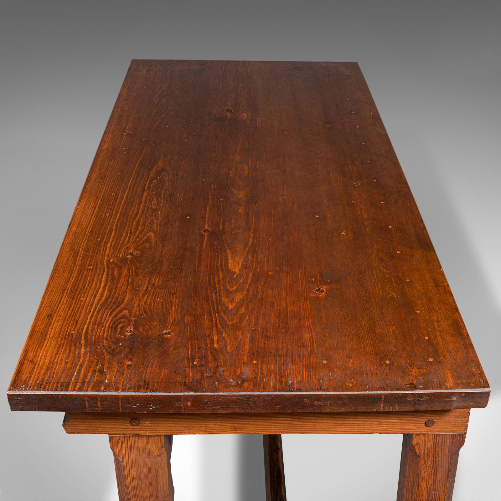 Antique Serving Table, English, Pitch Pine, Pugin, Ecclesiastical, Victorian For Sale 1