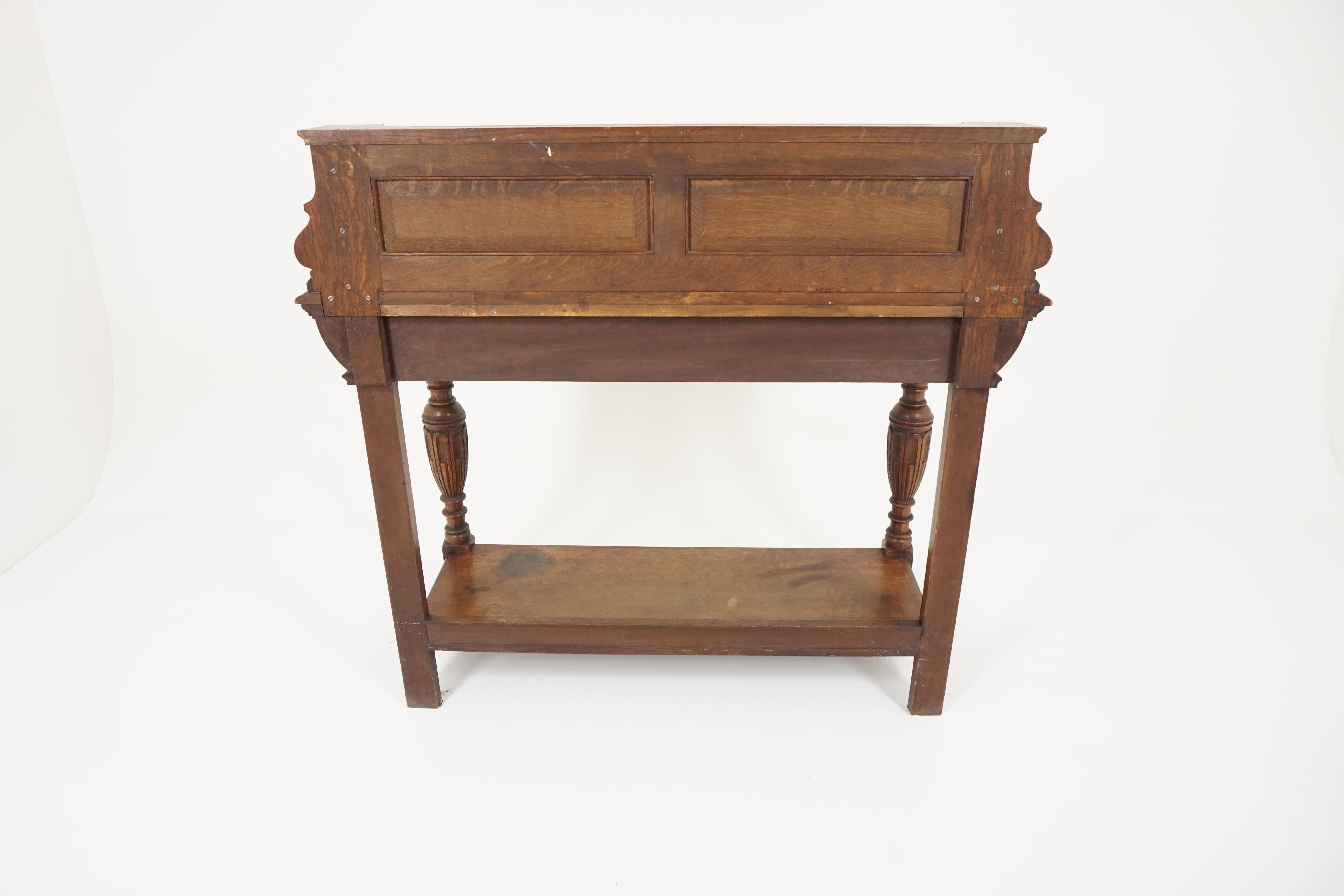 Antique Serving Table, Victorian Carved Oak Console Table, Scotland 1890, B1875 1