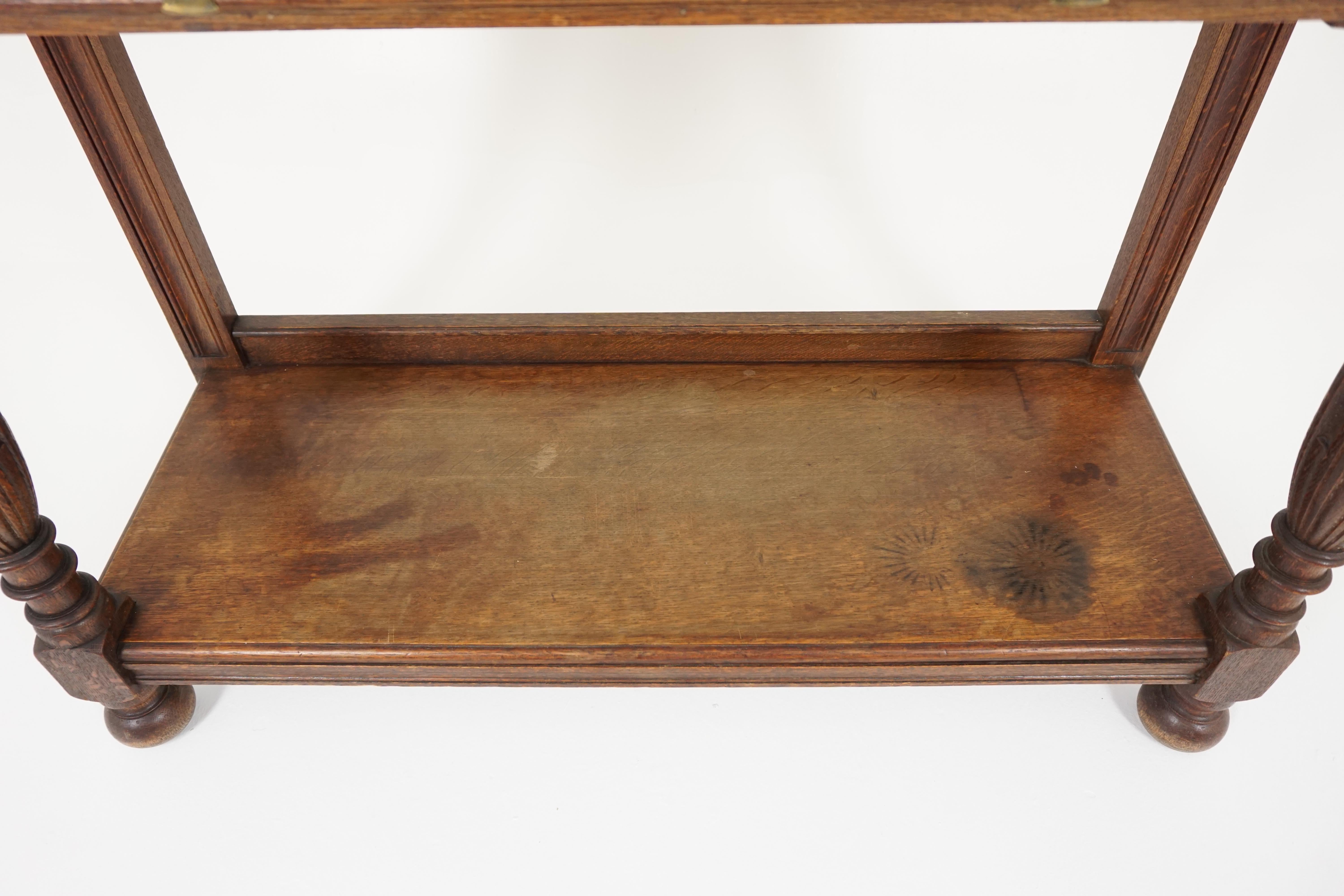 Scottish Antique Serving Table, Victorian Carved Oak Console Table, Scotland 1890, B1875