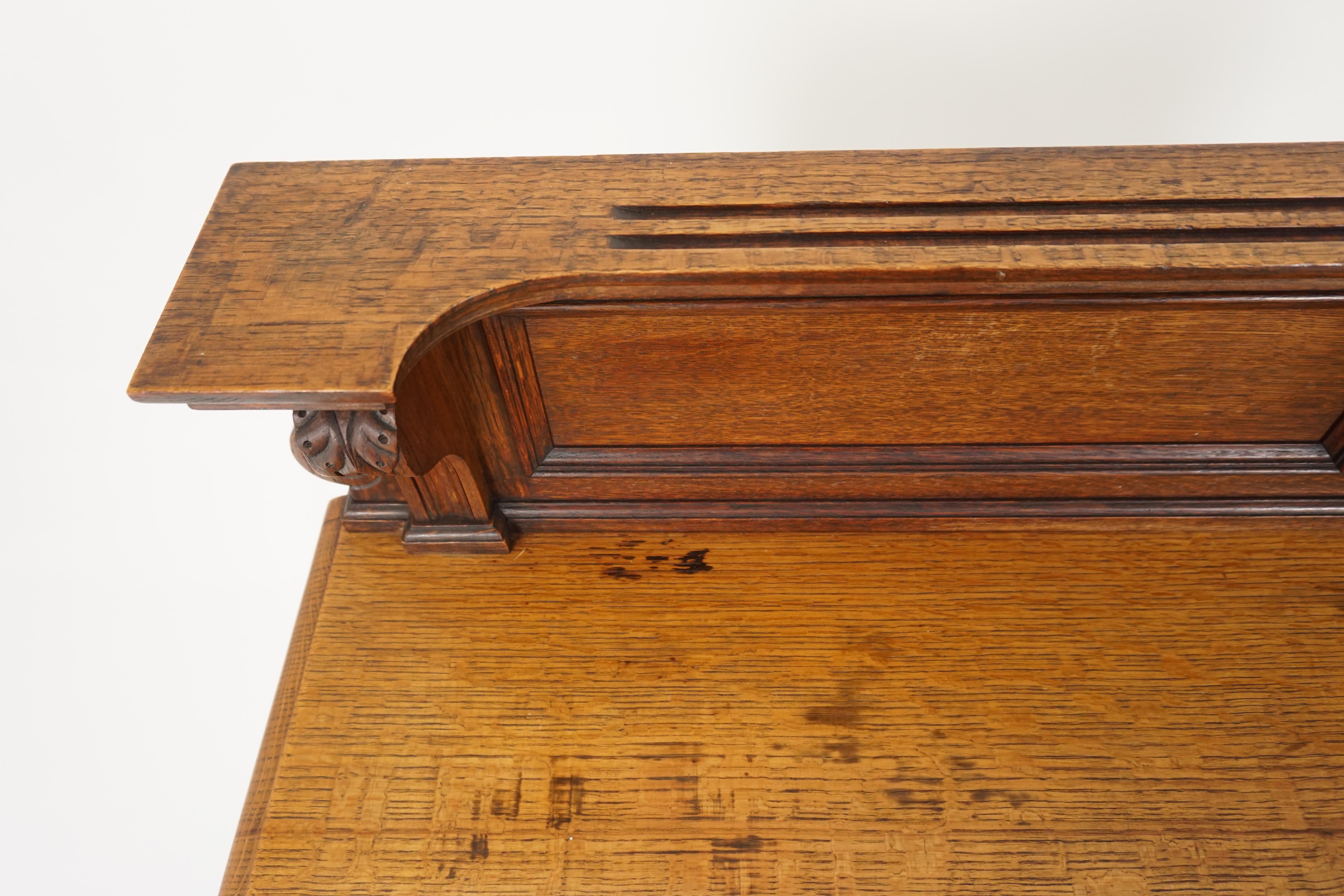Hand-Crafted Antique Serving Table, Victorian Carved Oak Console Table, Scotland 1890, B1875