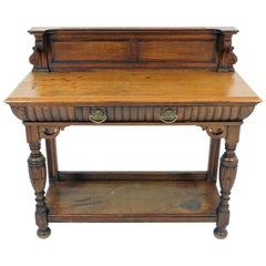 Antique Serving Table, Victorian Carved Oak Console Table, Scotland 1890, B1875