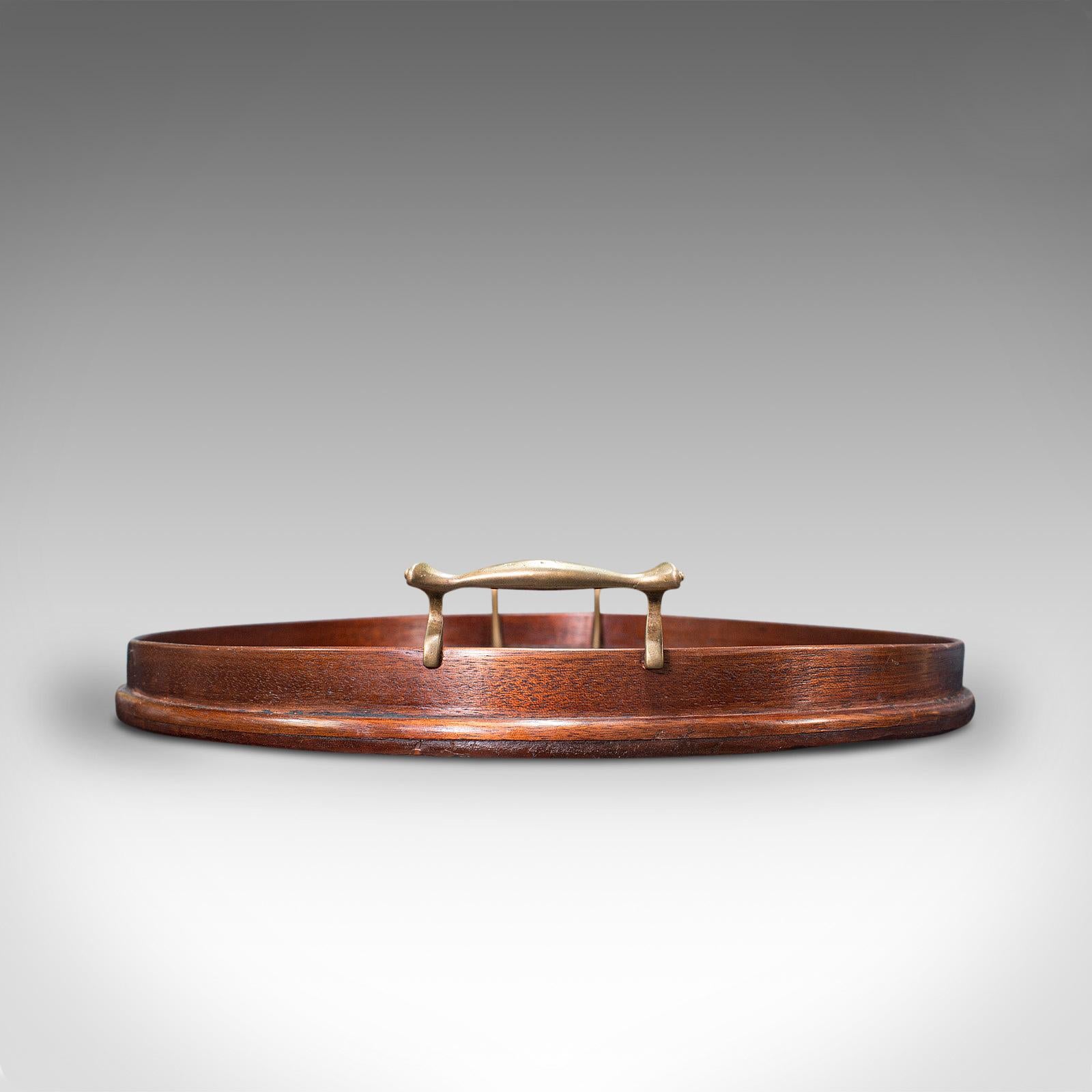 British Antique Serving Tray, English, Mahogany, Brass, Boxwood Inlay, Georgian, C.1800