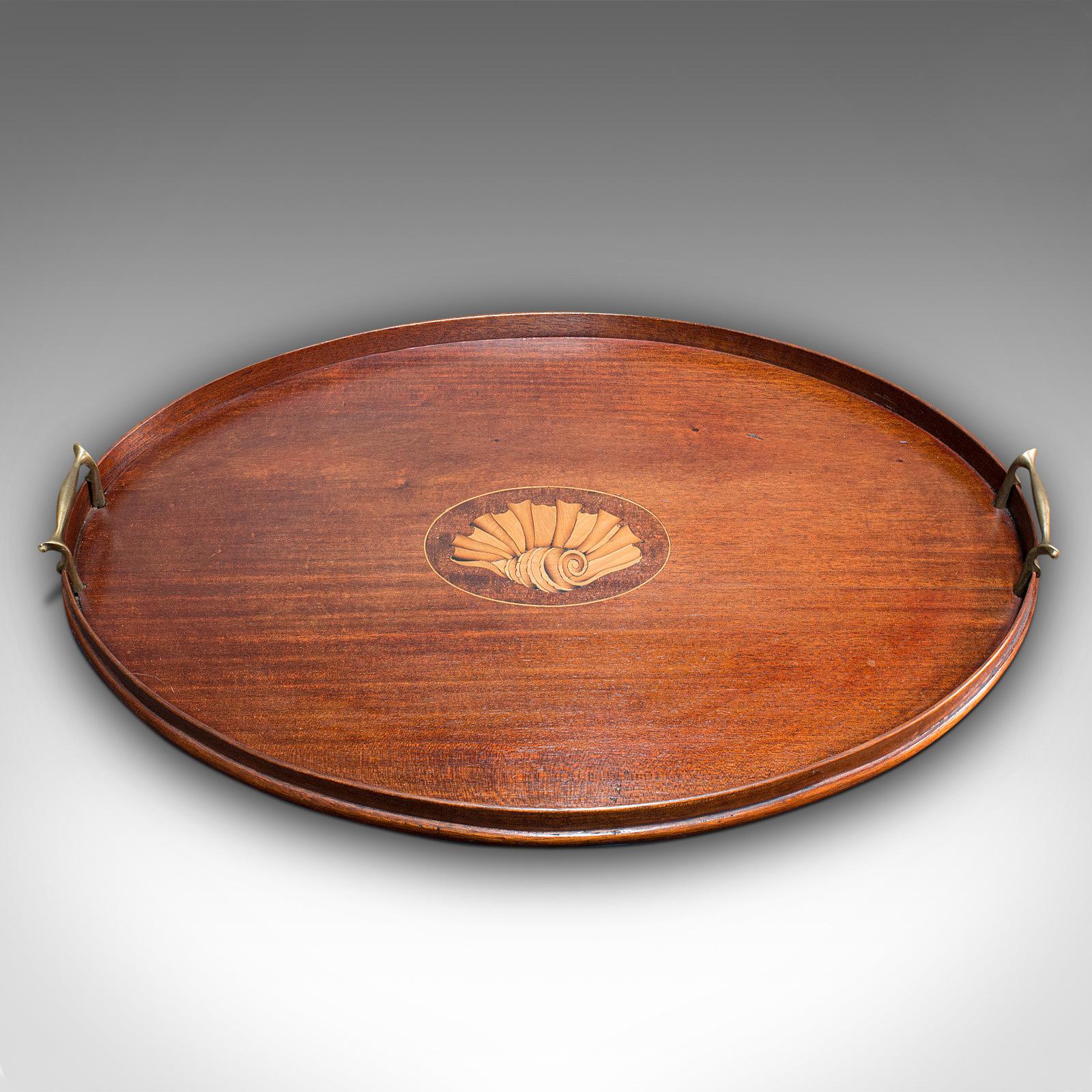 Antique Serving Tray, English, Mahogany, Brass, Boxwood Inlay, Georgian, C.1800 In Good Condition In Hele, Devon, GB