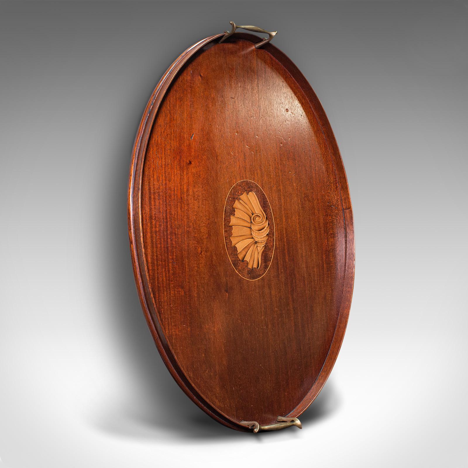 18th Century Antique Serving Tray, English, Mahogany, Brass, Boxwood Inlay, Georgian, C.1800