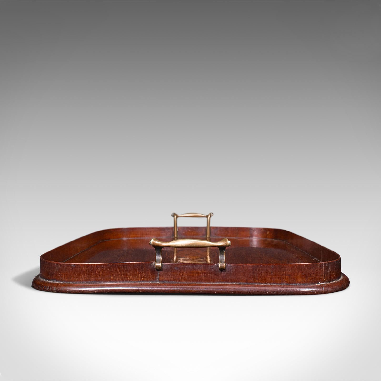 British Antique Serving Tray, English, Mahogany, Inlay, Afternoon Tea, Victorian, C.1900