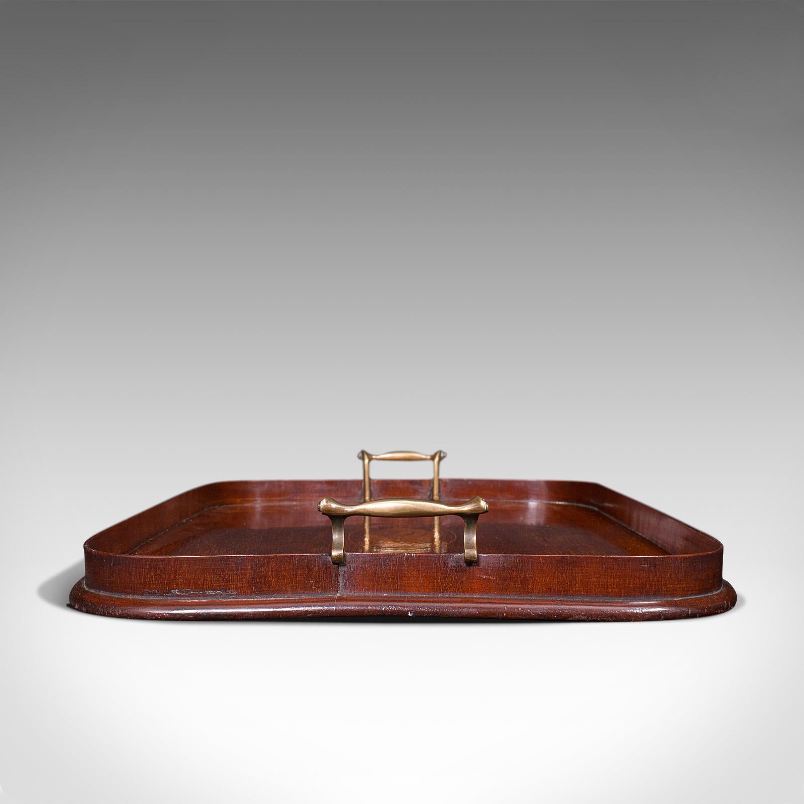 Antique Serving Tray, English, Mahogany, Inlay, Afternoon Tea, Victorian, C.1900 In Good Condition In Hele, Devon, GB