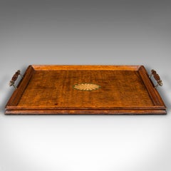 Antique Serving Tray, English, Oak, Brass, Afternoon Tea, Edwardian, circa 1910